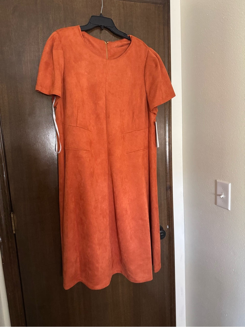 Calvin Klein Orange Suede Midi Dress